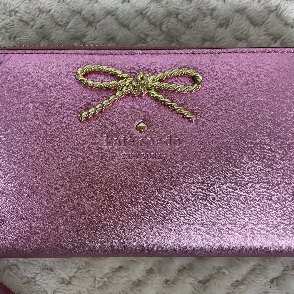 Kate Spade Fluorescent Pink Zip Around Wallet